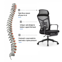 Chaise de bureau ergonomique entièrement en mesh avec repose-pieds rétractable et support lombaire réglable 135 °   Chaise de bureau pivotante inclinable pour le bureau