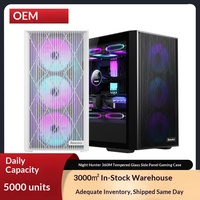 Boîtier d'ordinateur de bureau Cross-border Dark Night Hunter 360M en acier laminé à froid refroidi par eau, panoramique, latéral transparent, USB, pour gaming