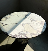 Table ronde moderne en marbre Calacatta Viola à veines violettes Table basse en marbre Meubles de salle à manger Table à manger en marbre