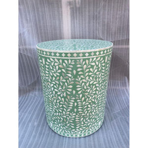 Mesa Auxiliar con Incrustaciones de Hueso a Precio de Fábrica, Diseño Floral Redondo, Mesa Auxiliar Hecha a Mano con Incrustaciones de Hueso en Venta por Exportadores - Product Image 1