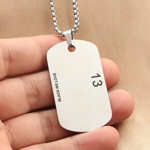 yunnique Stainless Steel <b>Dog</b> <b>Tag</b> Pendant 13 Number Men's Necklace Gift Geometric Design Punk Style - Product Image 3