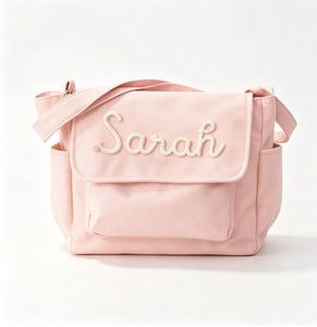 One-of-<b>a</b>-kind Custom Hand Embroidered Name <b>Letter</b> Pattern Nylon <b>Box</b> Messenger Bag Lightweight Spacious Single Strap Shoulder Bag - Product Image 6