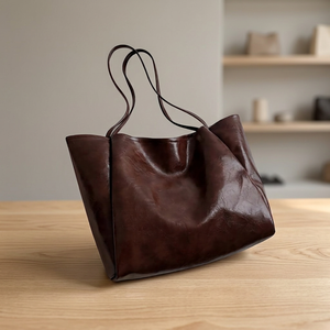 Sac à main décontracté pour femme en cuir véritable, écologique, souple, imperméable, grande capacité, fermeture éclair, bandoulière - Product Image 6