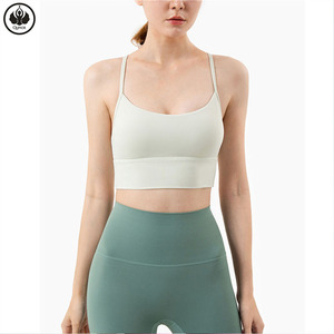 QUMOR Soutien-gorge de yoga sans bretelles couleur unie, léger, sans couture, anti-humidité, gilet de fitness à maintien élevé, sous-vêtement de sport pour - Product Image 3