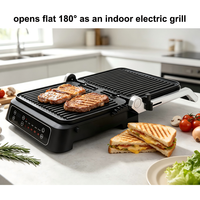 Grille-pain et gril à sandwichs Panini avec écran couleur numérique, plaques amovibles, s'ouvre à 180° °   Pour barbecue en intérieur