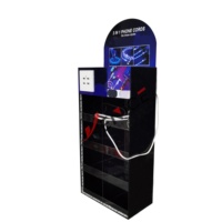 Nouveau design acrylique support de câble USB Affichage avec lumière LED et Port Logo personnalisé Perspex Cabinet d'accessoires de téléphone portable pour magasin