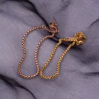 Бесплатный образец в ограниченном времени, цепочка из нержавеющей стали цвета розового золота, двухцветный браслет для дам