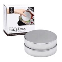 Pack de refroidissement alimentaire pour fruits, glace en acier inoxydable pour boissons, rond, 1 pièce, lot de 2, sac en métal