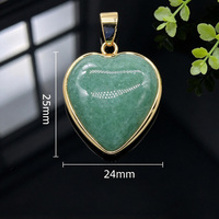 Pendentif Cœur en Pierre Naturelle Mixte Plaqué Or avec Breloque en Pierre Précieuse pour la Fabrication de Bijoux et Cadeaux (Vente en Gros)