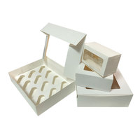 Nouvelles boîtes rectangulaires en carton et plastique pour pâtisseries, biscuits et desserts, avec fenêtre transparente