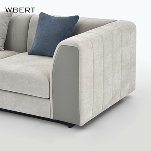 Wbert โซฟาสามที่นั่งผ้าสีเทาอ่อนจากนักออกแบบสมัยใหม่สไตล์อิตาลีพักผ่อนแบบแยกส่วนสำหรับห้องนั่งเล่น - Product Image 4