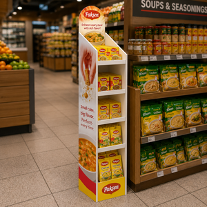 Spice Display Cardboard Floor <b>Stand</b>, Tool-Free Assembly For Cooking Condiment Sachets, Hypermarket In-Store Promotion - Product Image 2