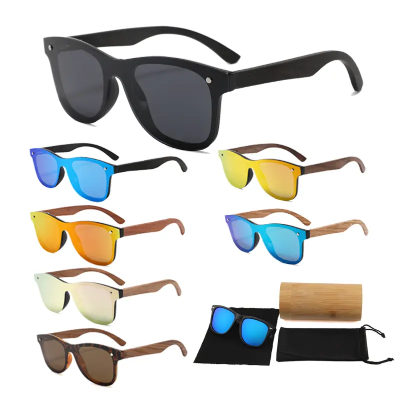 Gafas de Sol de madera de alta calidad para hombre 2023, gafas de sol de madera hechas a mano polarizadas personalizadas de bambú para unisex 2024
