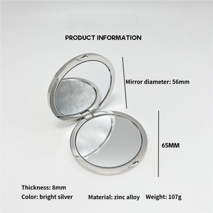 Nhà Máy Tùy Chỉnh Hiện Đại Sáng Bóng Nhỏ Hai Mặt Kẽm Hợp Kim Trang Điểm Gương Xách Tay Có Thể Gập Lại Mỹ Phẩm Kim Loại Khuyến Mại Gương - Product Image 4
