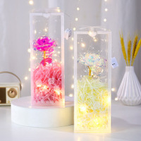 Buket lampu LED mawar mempesona warna-warni, simulasi bunga abadi ornamen dekoratif Hari Valentine Ulang Tahun grosir