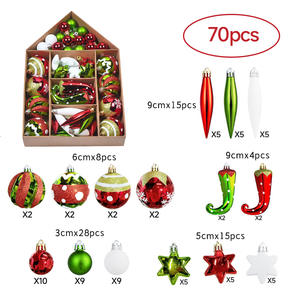 Adornos navideños Bola Accesorios para árboles de Navidad Bola de plástico Chapado Colgante de vacaciones Kit de caja de color de contraste 70 piezas - Product Image 3