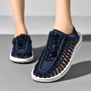 Men's Handmade Weaving Design Beach <b>Sandals</b> Breathable Casual Summer Flat Slippers Outdoor Couples Fisherman <b>Sandals</b> Plus Size - Product Image 5