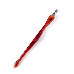 Pousse-cuticules double tête en acier inoxydable, réutilisable, pour pédicure, élimination des peaux mortes et des callosités, fourchette marron, outil de manucure pour salon - Product Image 2