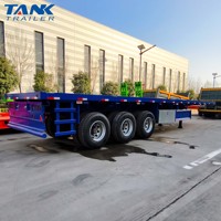 Semi-remorque à plateau surbaissé 40/45 pieds, robuste, à poutres en I, pour le transport de marchandises en vrac, avec réservoir de carburant, capacité de charge 20-25 tonnes