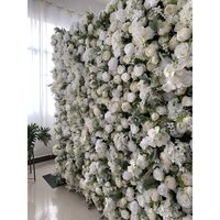 Soie artificielle floral mur toile de fond WG240093-6 5d personnalisé roll up blanc rose rouge fleur mur pour la décoration de cérémonie de mariage