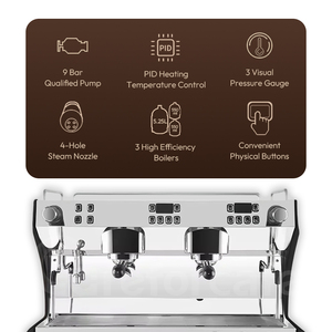 Suministros de Fabricación: Bomba Rotativa de Acero Inoxidable de 9 Bares, Máquina de Espresso Comercial Profesional CB-M31BD Corrima de 2 Grupos - Product Image 3