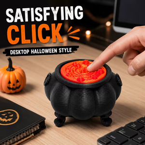 Ornement de bureau LHENGTT Caldeirons de Sorcière Noirs, Pot en PLA Imprimé en 3D avec Couvercle Texturé Orange, Unisexe, 8-13 ans, pour Décoration de Bureau - Product Image 4