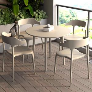 आधुनिक टिकाऊ हल्के आउटडोर डाइनिंग टेबल कुर्सी सेट वाटरप्रूफ uv-प्रतिरोधी धातु पी फर्नीचर फार्म हाउस छत गार्डन - Product Image 3