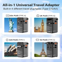 Tous les ports Charge rapide PD GaN 100W Global Universal Wall Socket International Travel Plug Adapter Charger 2AC Output with Cable