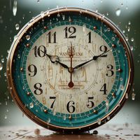 Horloge murale silencieuse à quartz au design Art Déco, sans tic-tac, avec thermomètre, cadre aspect bronze antique, en plastique, décoration de salon
