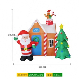 Décoration de noël commerciale et personnalisée, maison <span class=keywords><strong>gonflable</strong></span> publicitaire de 1.8M de haut avec arbre et père - Product Image 2