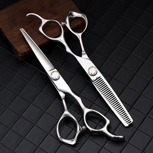 Professional Hairdressing Scissors 6 Inch Stainless Steel Thinning Shears Salon Grade Flat Blade Long Handle - Product Image 1