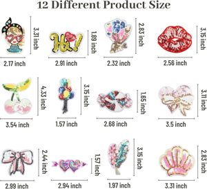 Vendita calda di piccole toppe di paillettes in ferro su scintillante labbro di ciliegio ragazza con paillettes paillettes patch di fiocco per cappello decorazione di borse per abbigliamento - Product Image 2