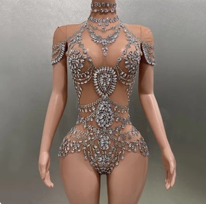 Traje de baile de malla de diamante de industria pesada, tubo de acero de gimnasia apretado, Latino para club nocturno, Bar, ropa de actuación - Product Image 2