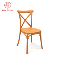 Nouvelle bonne qualité dos croisé Orange bleu PP résine meubles de salle à manger de mariage hôtel moderne chaise en plastique pour les événements