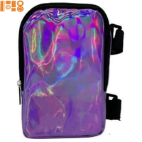 Sac de jambe holographique imperméable en gros pour femmes, sac de cuisse pour carnaval, autre sac banane ethnique avec sangle réglable