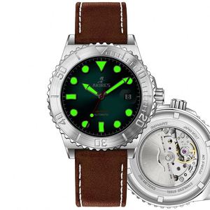 Reloj mecánico importado de hora de salto para hombre, carcasa de acero inoxidable, correa de cuero, gran oferta, reloj automático analógico de buceo, 41mm Miyota - Product Image 2