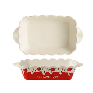 Livraison gratuite sur une assiette créative en céramique gaufrée motif fraise pour salade de légumes et fruits, plat de cuisson en céramique de haute qualité pour usage domestique, adapté - Product Image 5