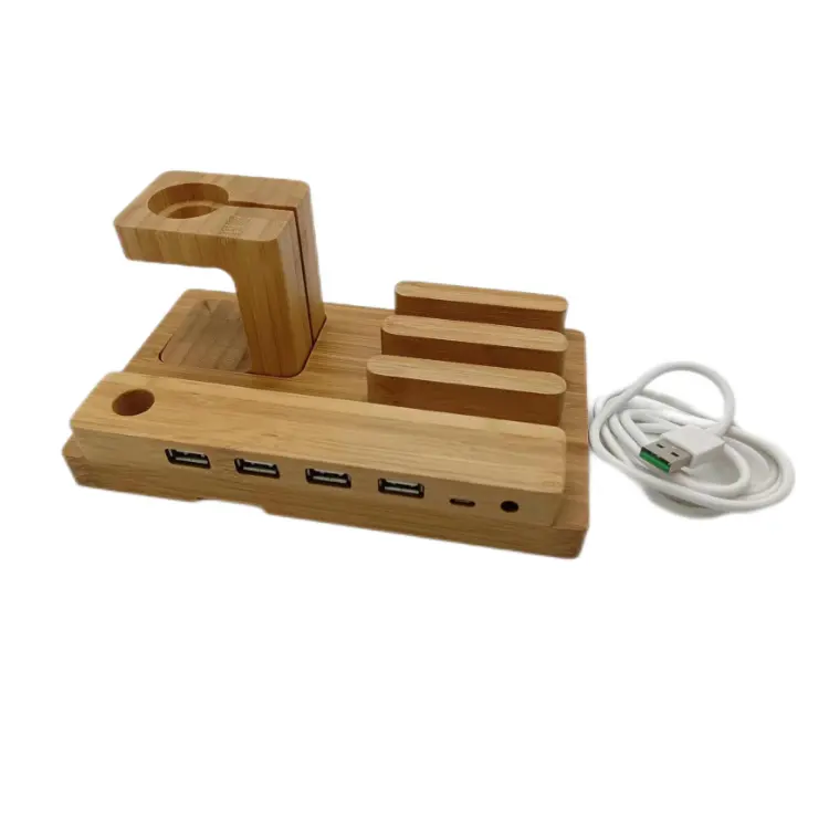 Qc 3.0 Super Fast Chargers With Usb Multi Type C Ports Charger Wooden Multifunctional Charging Converter