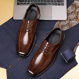 Zapatos Casuales de Moda con Parte Superior de PU, Punta Cuadrada, Estilo Británico, Formales, de Negocios, con Cordones, para Hombre, Talla Grande - Product Image 5