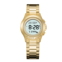 Nouvelle montre pour homme en acier inoxydable musulmane avec boussole Qibla, alarme Adhan, calendrier Hijri, montre islamique, montre homme