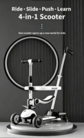 Trottinette pliable à trois roues pour enfants de 1 à 10 ans, éclairage PU, poignée amovible en aluminium, direction à 360°, charge maximale 50 kg, hauteur réglable