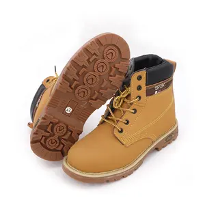 Wholesale cheap leather safety boots for coal mine work yellow work boots with steel toe