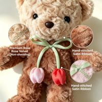 Ours en peluche doux à ruban tulipe, 8 pouces, poupée en peluche à cheveux bouclés, prix pour machine de jeu d'arcade de centre commercial, articles en vente directe