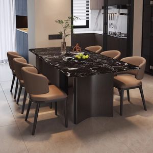 Modern Minimalist Marble Dining <b>Table</b> <b>And</b> <b>Chairs</b> <b>Set</b> Rectangular For <b>Small</b> Apartments Light Luxury High End Design - Product Image 2