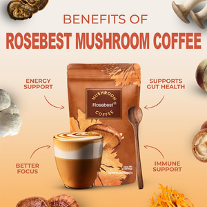 مسحوق قهوة عضوي من مزيج فطر عرف الأسد وشيتاكي وكورديسيبس وذيل الديك الرومي وجانوديرما لوسيدوم من روز بيست، تصنيع حسب الطلب بعلامة تجارية خاصة - Product Image 4