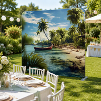 Cadre d'affichage en aluminium avec toile de fond en tissu sublimé sur le thème des vacances, design personnalisé pour la promotion de la marque et la décoration intérieure