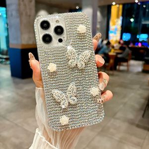 Luxe plein diamant pour iPhone 16Pro coque de <span class=keywords><strong>téléphone</strong></span> 15Max Bling cristal papillon 14Plus brillant perle fleur 13 Anti-chute 12 couverture - Product Image 3