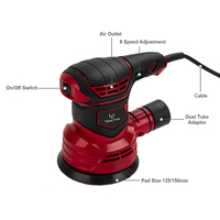 Gran oferta, lijadora Orbital aleatoria de 5 pulgadas, 125mm, 350W, velocidad Variable, 230V, CA, lijadora eléctrica de Palma de doble acción con cable para carpintería