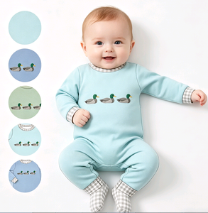 Ropa Infantil Personalizada de Primavera/Otoño con Estampado de Patos Mallard, 95% Algodón, 5% Elastano, Venta al Por Mayor para Recién Nacidos - Product Image 1