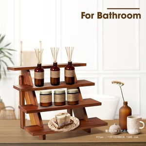 Solid Wood Dessert Display <b>Rack</b> 4 Layers Walnut Color Standing Type Portable Food Storage <b>Shelf</b> for Home Party Snack Display - Product Image 5
